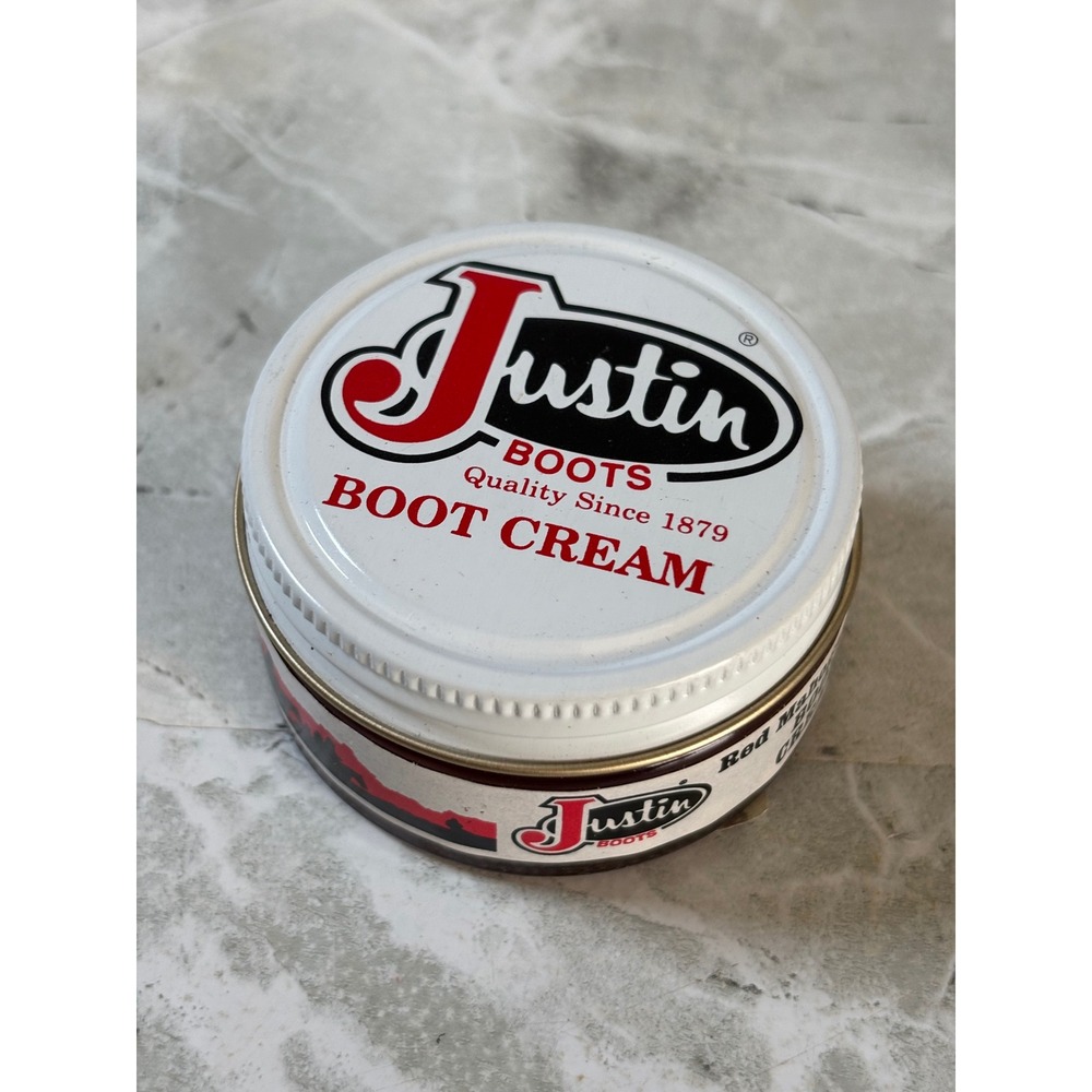 Vintage Justin Boots Red Mahogany Boot Cream Leather Polish 1.55 oz Made in USA‎
